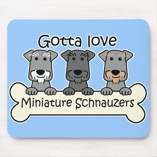 Mousepad Três Schnauzers diminutos (Frente)