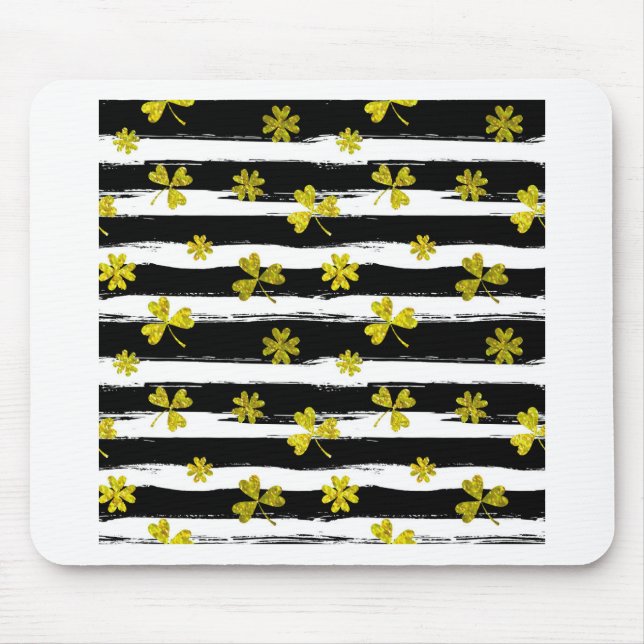 Mousepad trevo branco preto (Frente)
