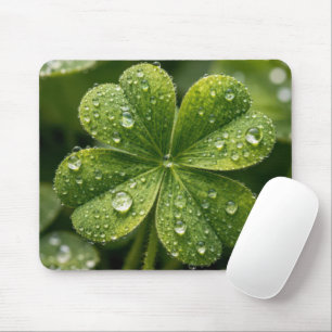 Mousepad Trevo de Quatro Folhas Com Gotículas de Chuva
