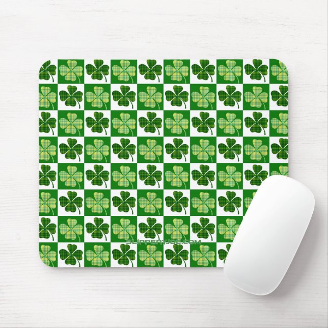 Mousepad Trevo de quatro folhas do Dia de São Patrício do S (Com mouse)