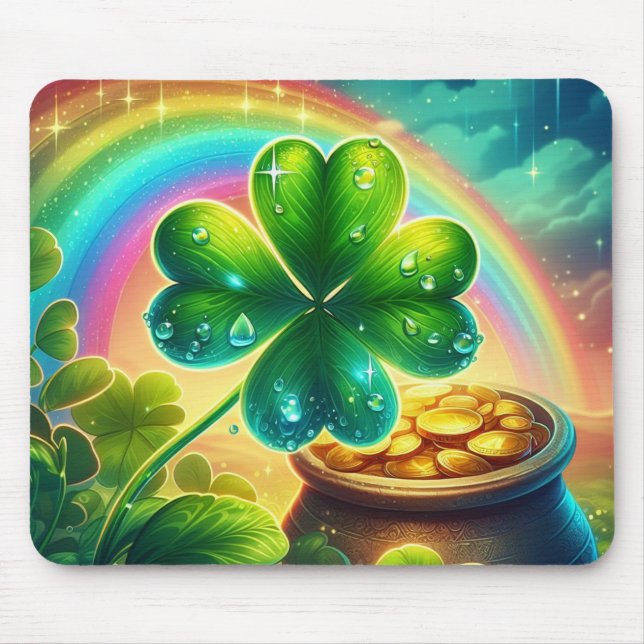 Mousepad Trevo do dia do Rainbow Saint Patrick (Frente)