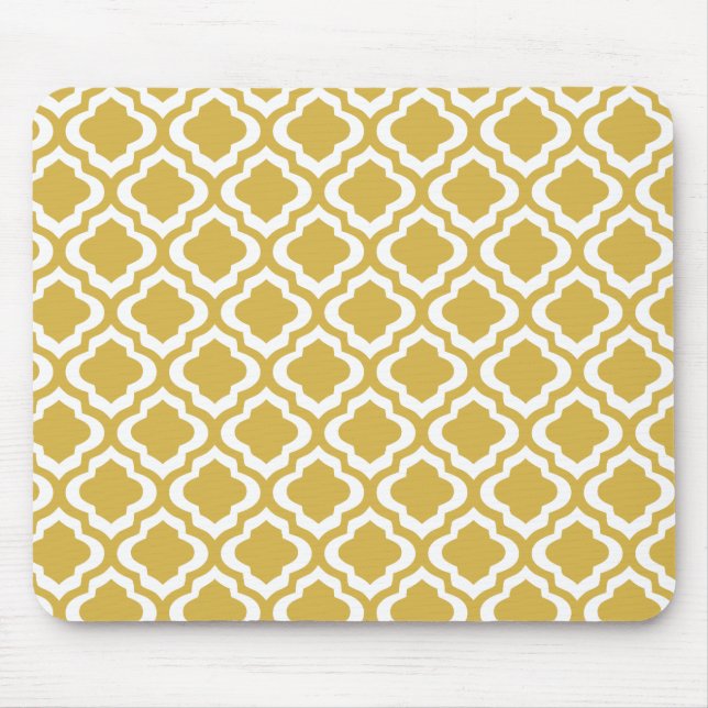 Mousepad Trevo Dourado elegante de Quatrefoil do marroquino (Frente)