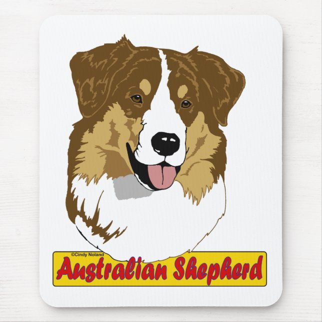Mousepad Tri vermelho da cabeça australiana do pastor (Frente)