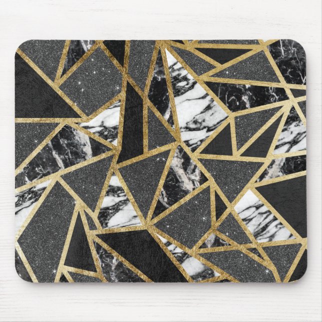Mousepad Triângulo geométrico do mármore Dourado moderno do (Frente)