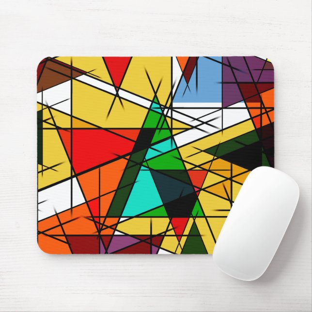 Mousepad Triângulo Moderno Colorido Geométrico (Com mouse)