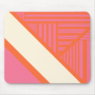 Mousepad Triângulo Stripes em rosa, laranja e creme