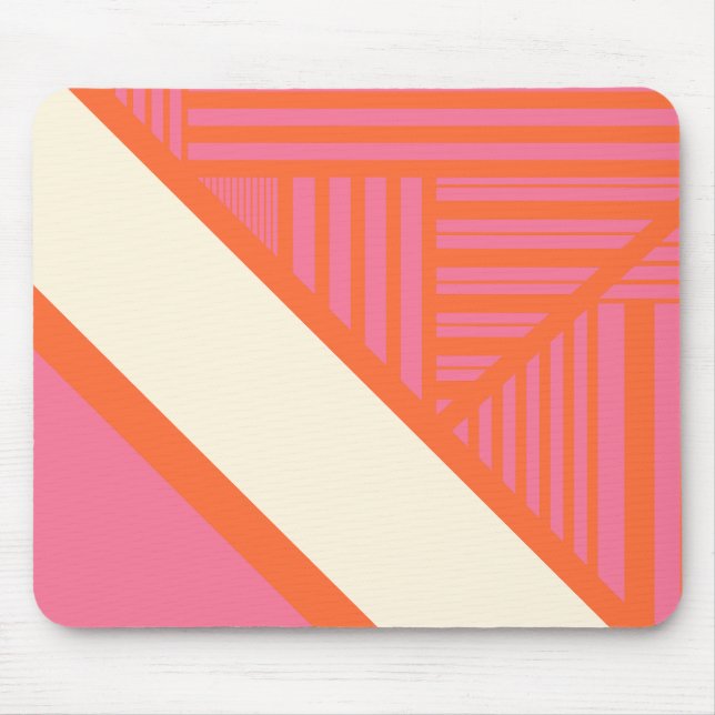 Mousepad Triângulo Stripes em rosa, laranja e creme (Frente)