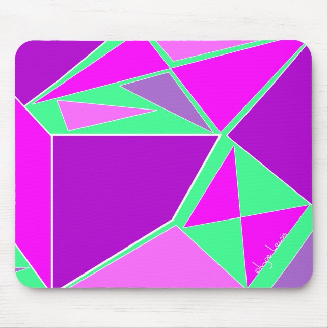 Mousepad Triângulos abstratos roxo e verde (Frente)