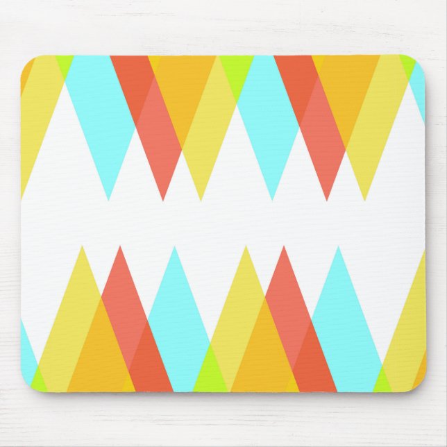 Mousepad Triângulos amarelos, vermelhos e azuis de cadete (Frente)