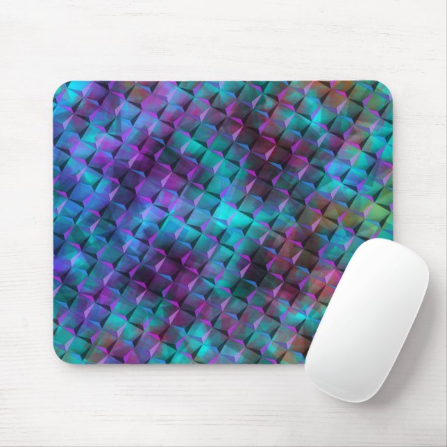 Mousepad Triângulos azuis ou cor-de-rosa com quadrados 3D (Com mouse)