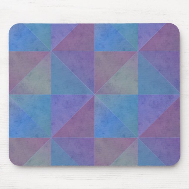 Mousepad Triângulos Azuis Roxos Padrão Geométrico (Frente)