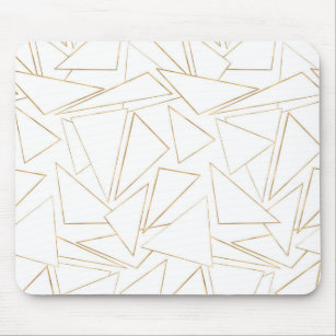 Mousepad Triângulos de Traços Brancos Dourados Minimalistas