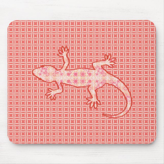 Mousepad Tribal batik Gecko - cor-de-rosa e creme (Frente)
