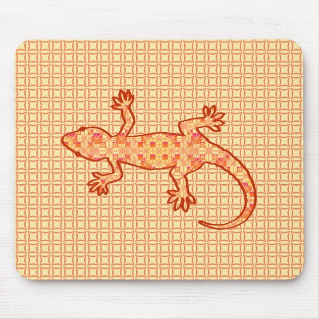Mousepad Tribal batik Gecko - coral e laranja claro (Frente)