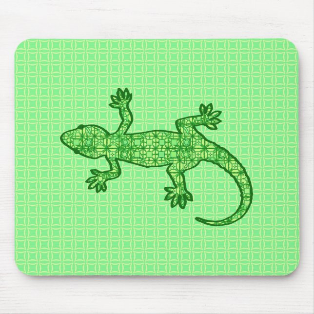 Mousepad Tribal batik Gecko - limão e esmeralda verde (Frente)