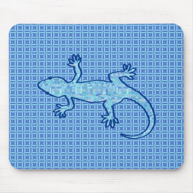 Mousepad Tribal batik Gecko - pasta azul denim (Frente)