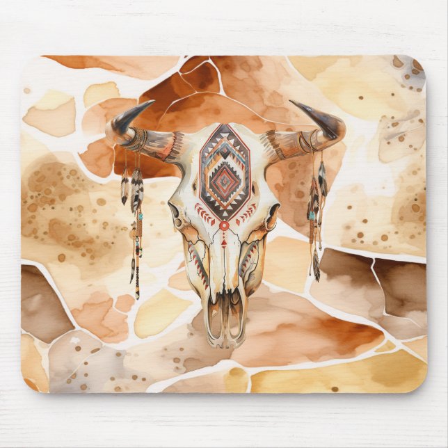 Mousepad Tribal Bull Horns Skull (Frente)
