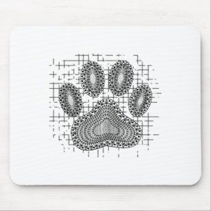 Mousepad Tribal Dog Paw Imprimida Em Fundo Distinto