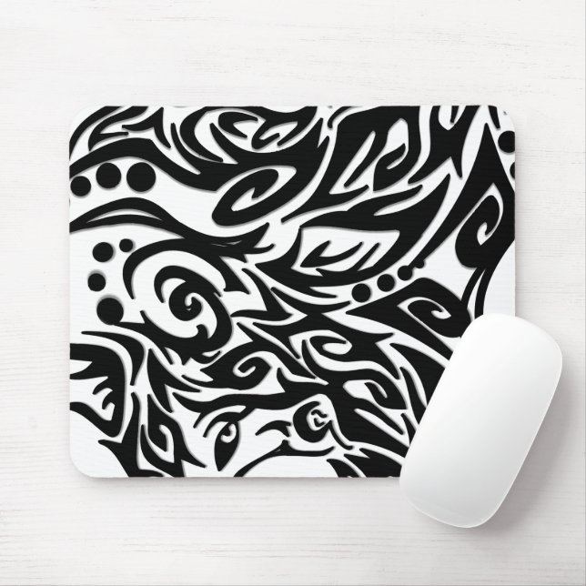 Mousepad Tribal Preto Abstrato (Com mouse)