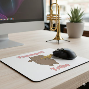 Mousepad Tribu da Trombeta Gato Marrom Rosa
