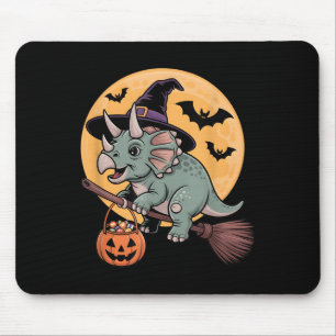 Mousepad Triceratops Bruxo Chapéu Pumpkin Figurino de Hallo