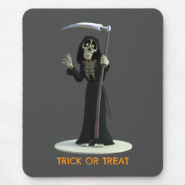 Mousepad Trick or Treat. Cartoon Grim Reaper