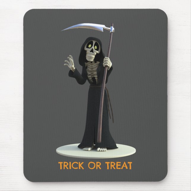Mousepad Trick or Treat. Cartoon Grim Reaper (Frente)