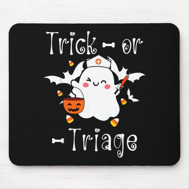Mousepad Trick Or Triage Enfermeira de Triagem Fantasma Dia (Frente)