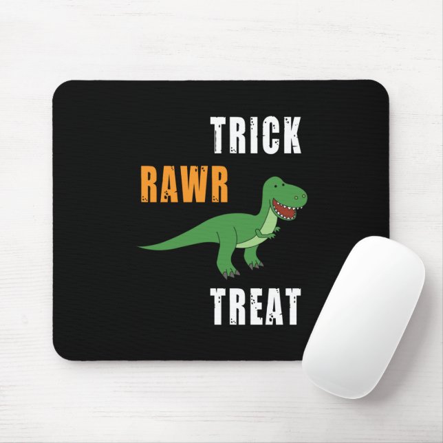 Mousepad Trick Rawr Treat Cute Halloween Tyrannosaurus Rex (Com mouse)