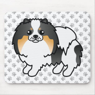 Mousepad Tricolor branco - Pomerânia - Cartoon Cão e pata