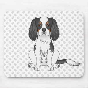 Mousepad Tricolor Cavalier King Charles Spaniel Dog & Paws