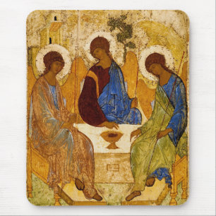 Mousepad Trindade de Rublev na mesa