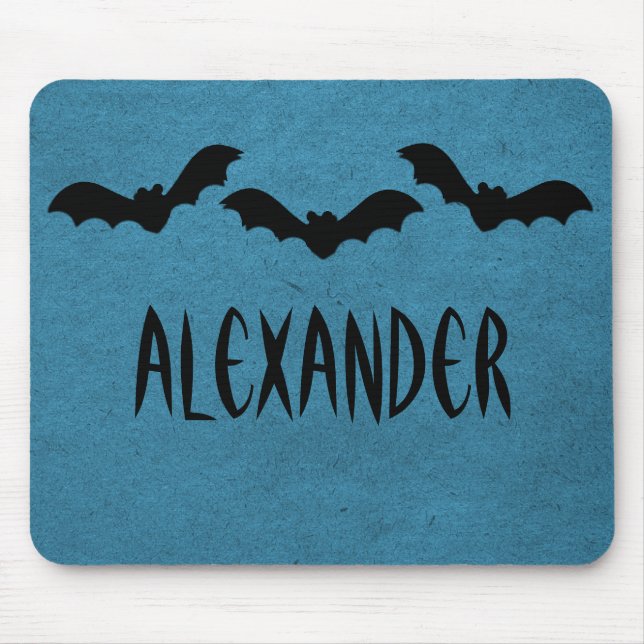 Mousepad Trio de Bats Halloween Mousepad, Azul Escuro (Frente)