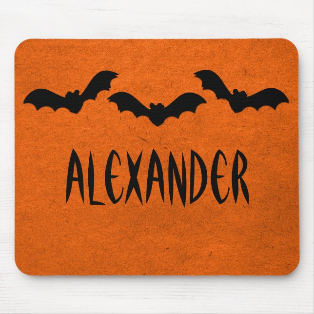 Mousepad Trio de Bats Halloween Mousepad, Laranja (Frente)