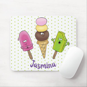 Mousepad Trio de desenho animado de picolé de sorvete engra