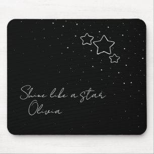 Mousepad Trio de estrelas em preto e branco com mensagem e 