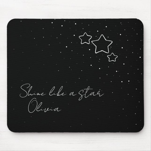 Mousepad Trio de estrelas em preto e branco com mensagem e  (Frente)