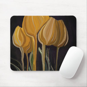Mousepad Trio de Tulipas Douradas em Preto