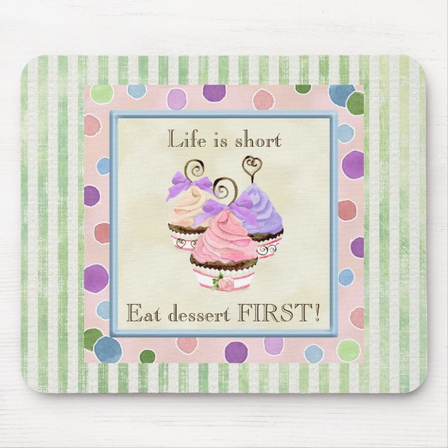Mousepad Trio de vida do Cupcake cardíaco é curta - Placa d (Frente)