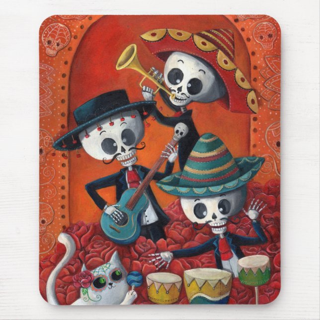 Mousepad Trio do Mariachi de Diâmetro de Los Muertos (Frente)