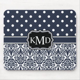Mousepad Trio Monogramed Marinho Damask