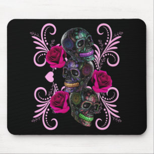 Mousepad Triplo Dia Negro Dos Cascos Mortos, Rosas Rosa