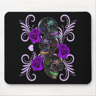 Mousepad Triplo Dia Negro Dos Cascos Mortos Rosas Roxos