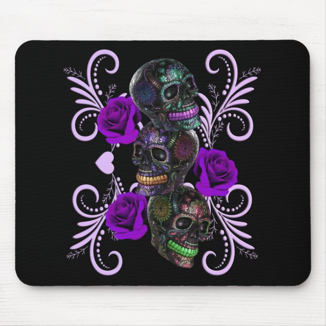 Mousepad Triplo Dia Negro Dos Cascos Mortos Rosas Roxos (Frente)