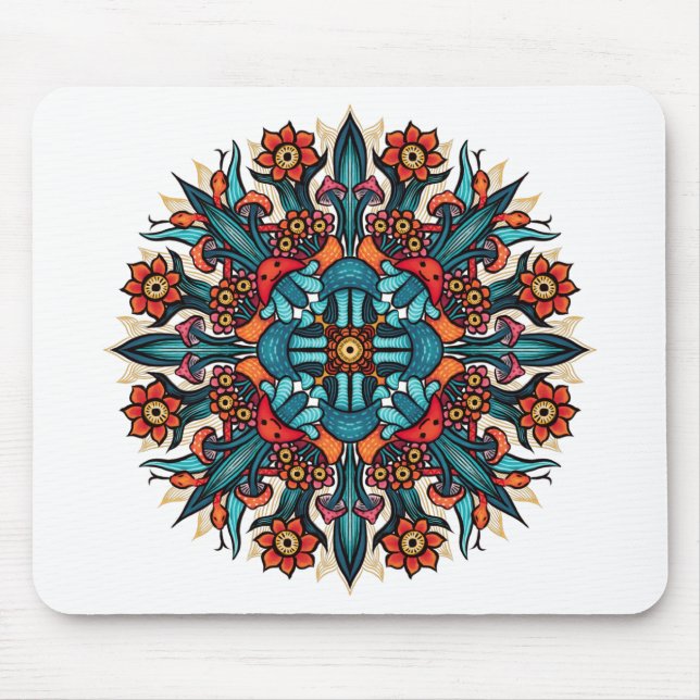 Mousepad Trippy hippie psíquico, champignon-mandala (Frente)