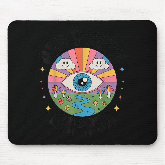 Mousepad Trippy Old White Hipe Retro Psychedelic Art  (Frente)
