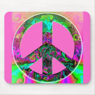 Mousepad Trippy Pink Peace Sign