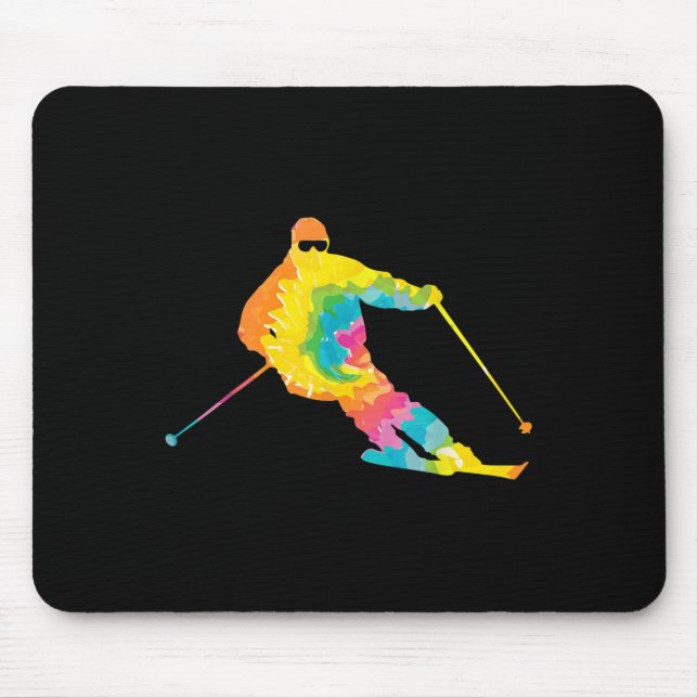 Mousepad Trippy Rainbow Hippie - Tie-dye Skiing (Frente)