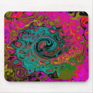 Mousepad Trippy Turquoise Abstrato Retro Liquid Swirl