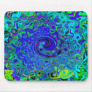 Mousepad Trippy Violet Blue Abstrato Retro Liquid Swirl